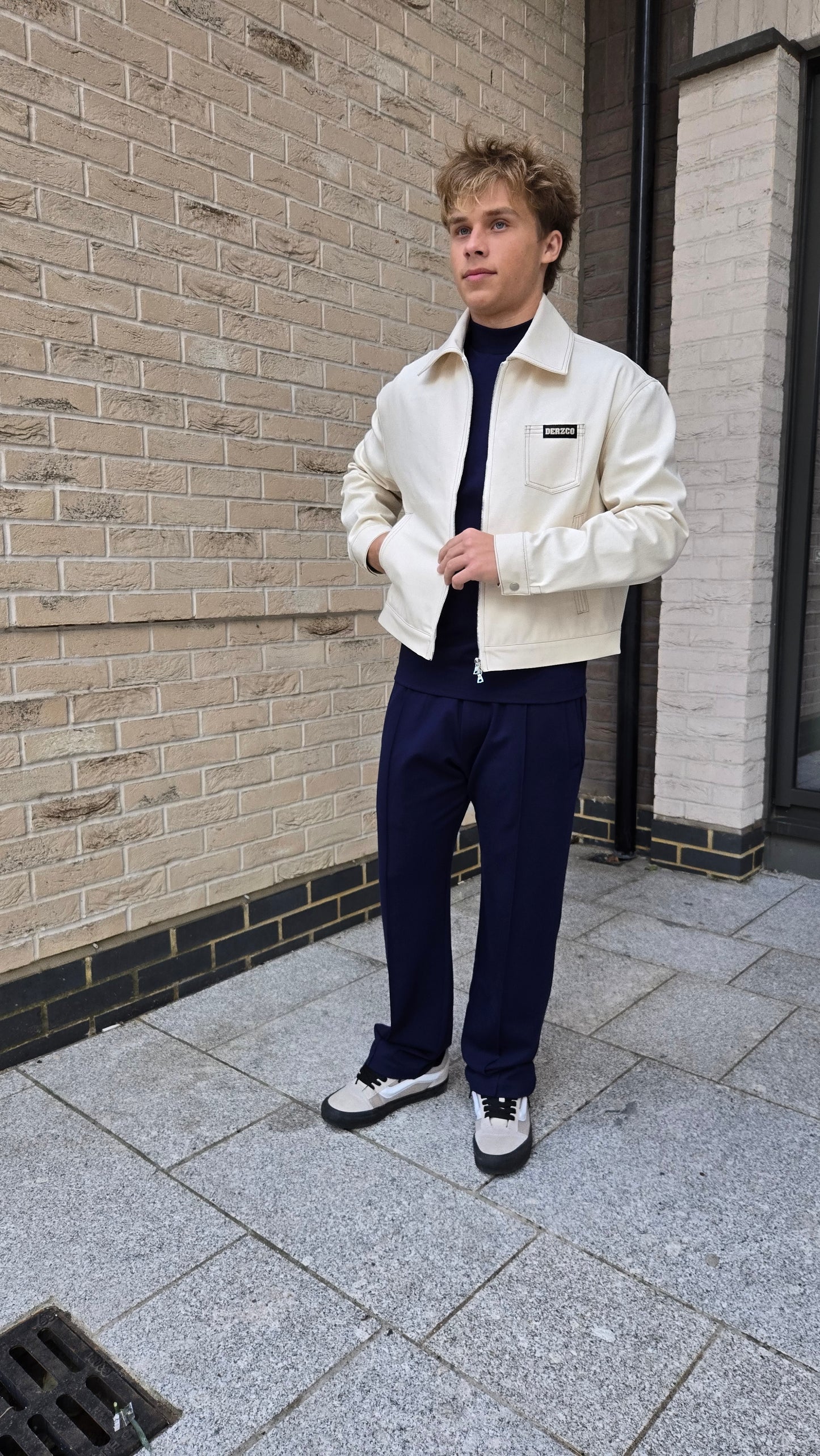 DERZCO original cotton ecru denim jacket