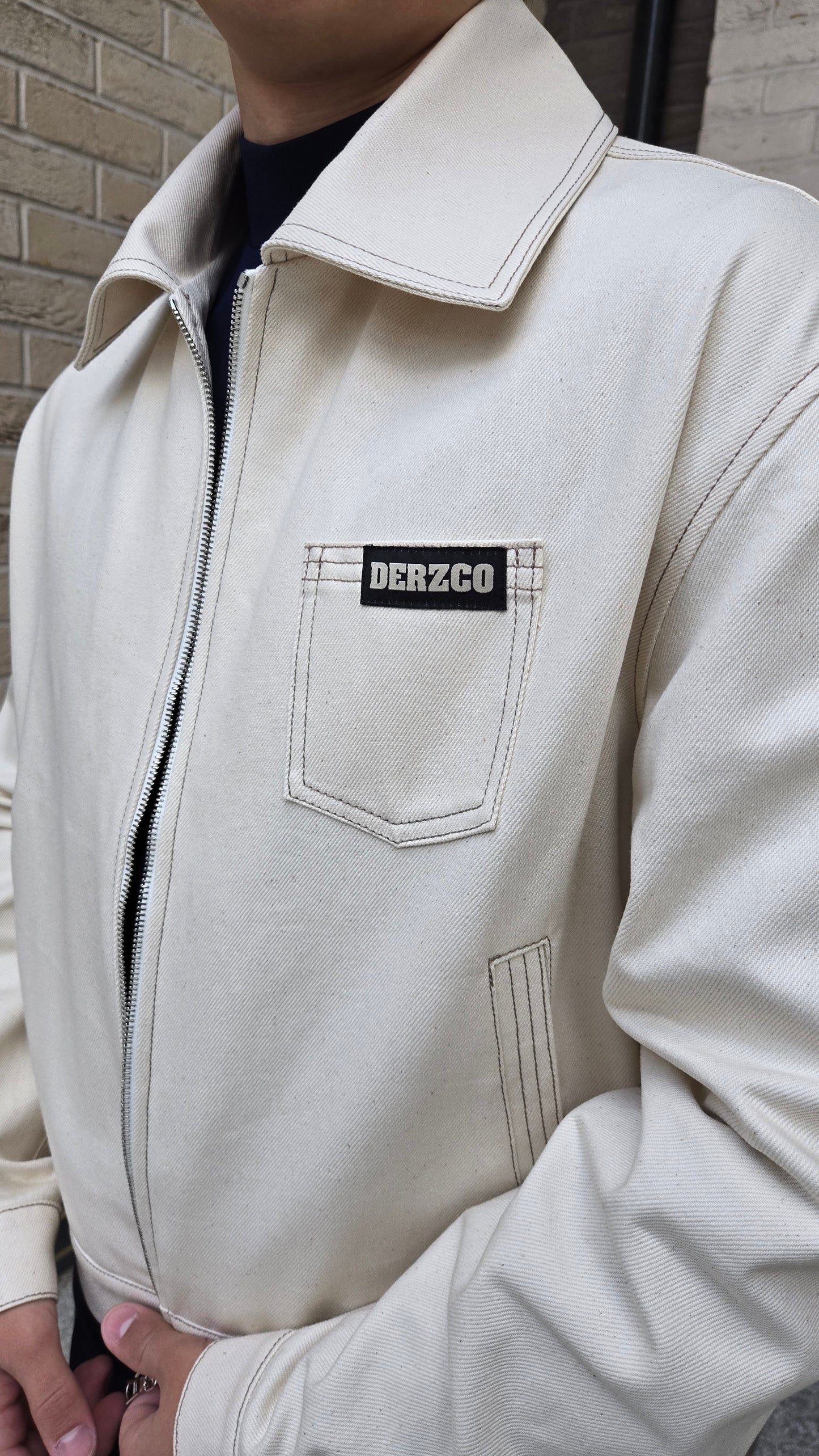 DERZCO original cotton ecru denim jacket