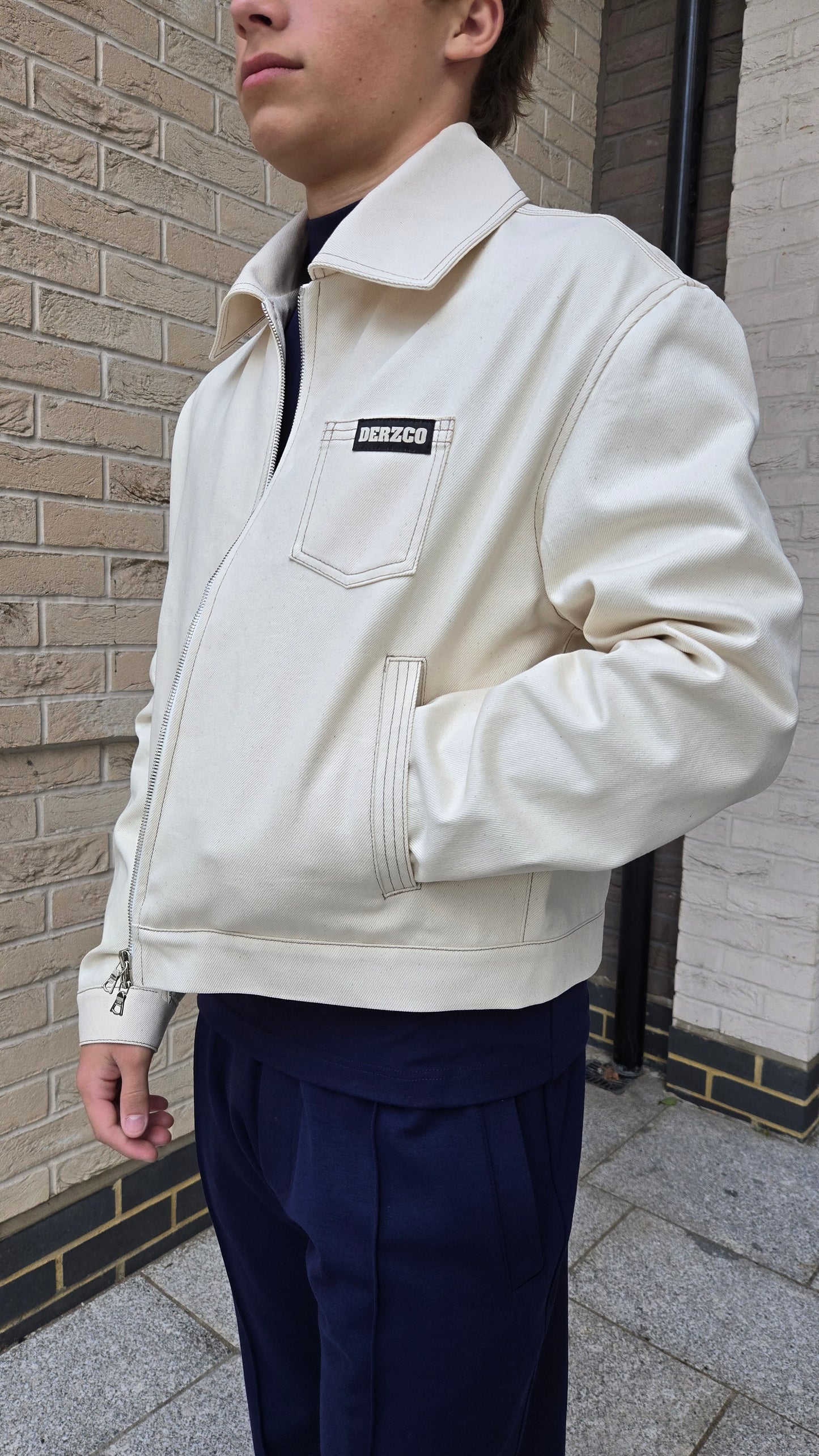 DERZCO original cotton ecru denim jacket